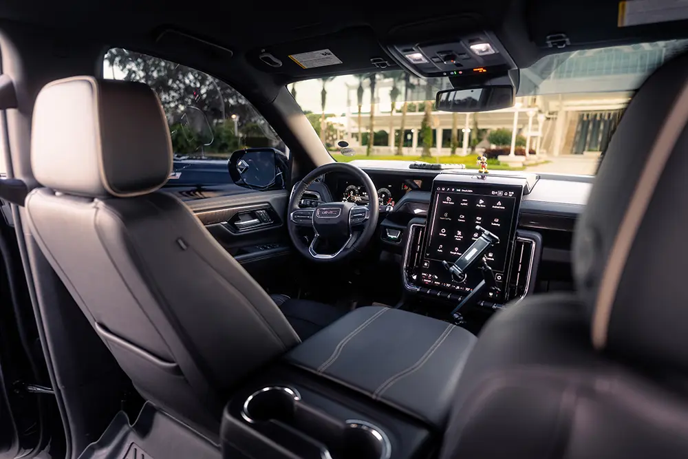 Luxury vehicle interior for Universal Studios transportation in Orlando